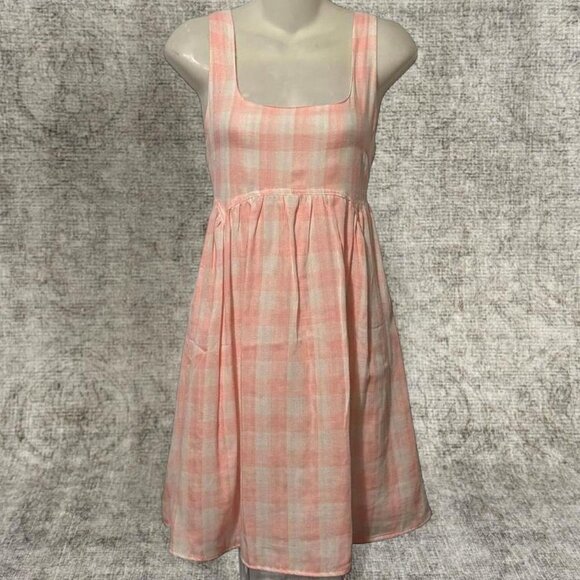 By Together Pink Gingham Babydoll Mini Dress M - Picture 1 of 7